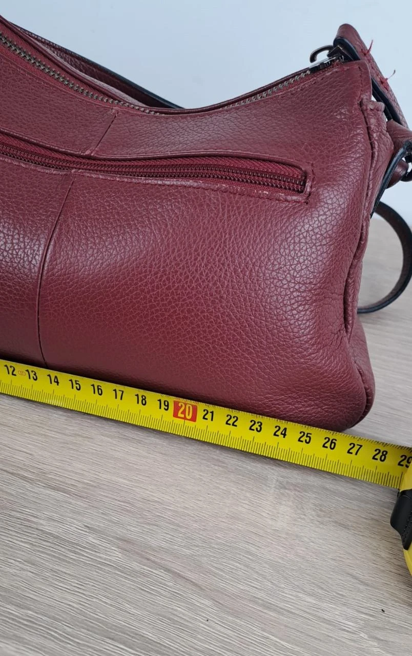 Vintage Katana Burgundy Women's Grained Leather Multi-Pocket Crossbody Bag / 182R – photo 14